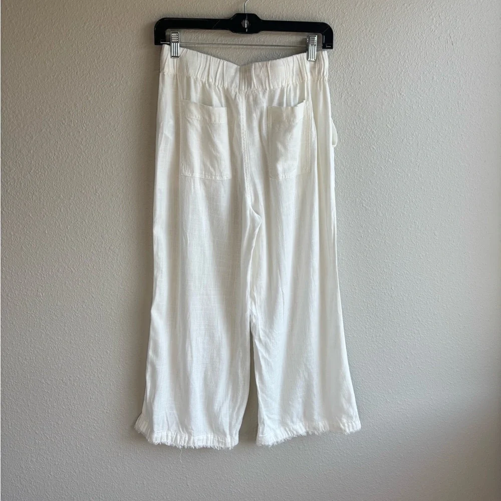 Wide Leg Capri White Drawstring Pants - Picture 4 of 7